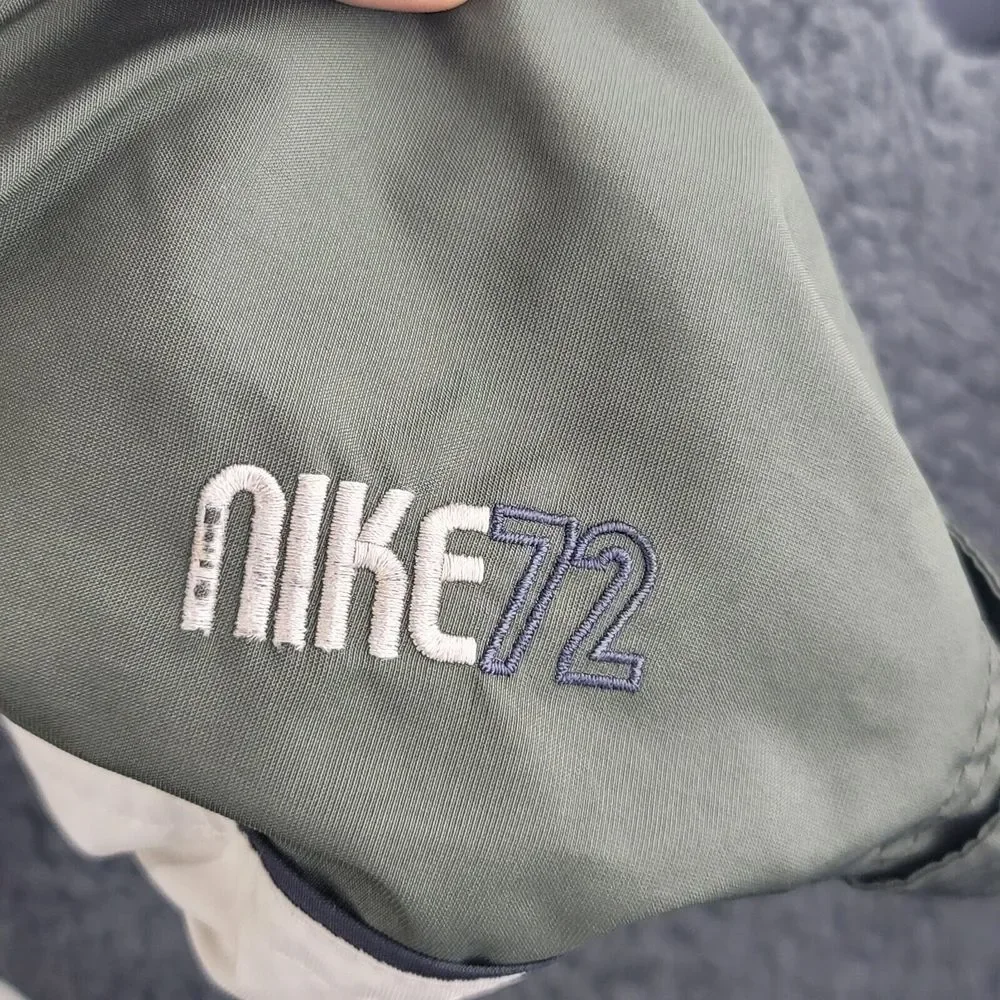Vintage Nike 72 Jacket Green White Mens XL Windbreaker Full Zip Drawstrings Coat
